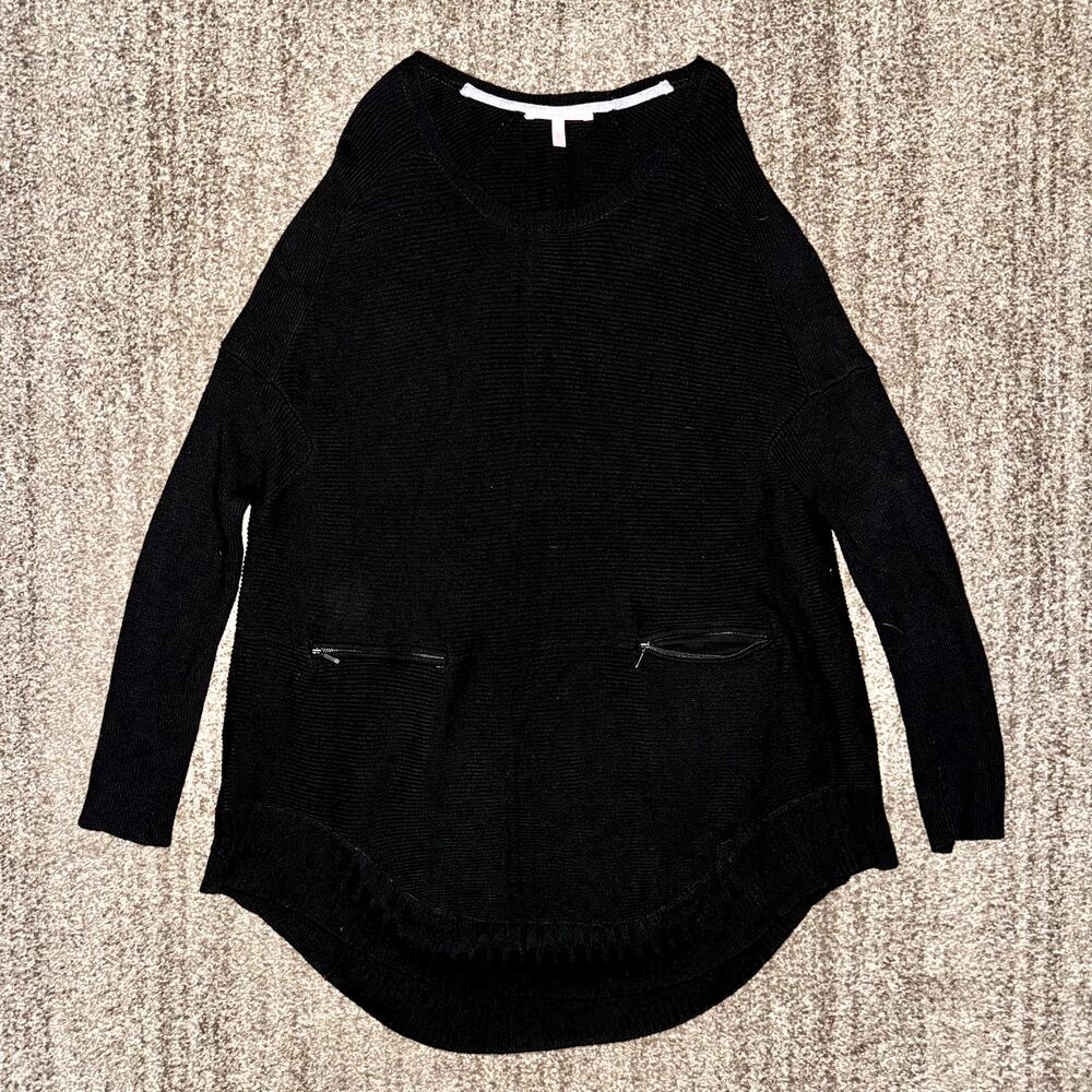 Victoria Secret Women's Long Sleeve Flare Bottom Knit Long Sleeve Shirt Black